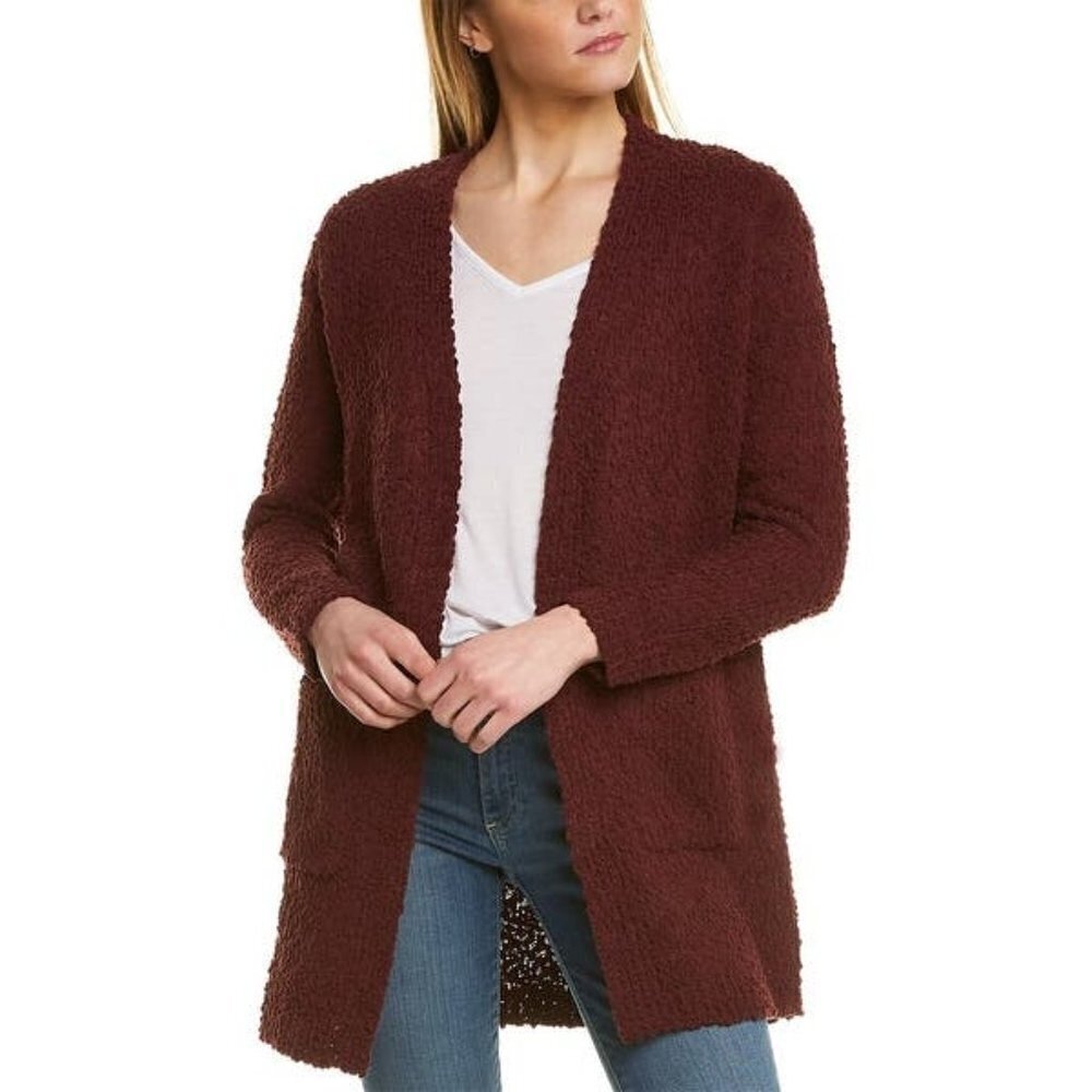 BOBEAU BNWT Burgundy Boucle Cardigan Pockets